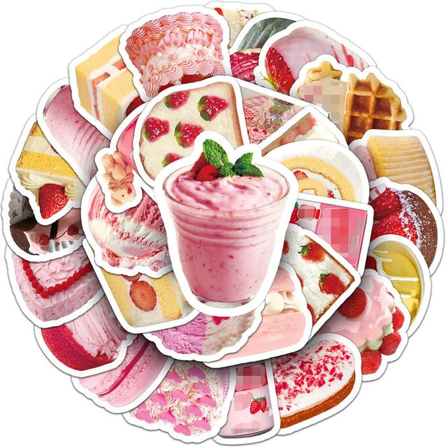50 Stück Kuchen-Dessert-Aufkleber im INS-Stil von YourLife Store, wasserfeste DIY-Dekoration für Telefon und Tagebuch, Mehrfarbig - Bild 1