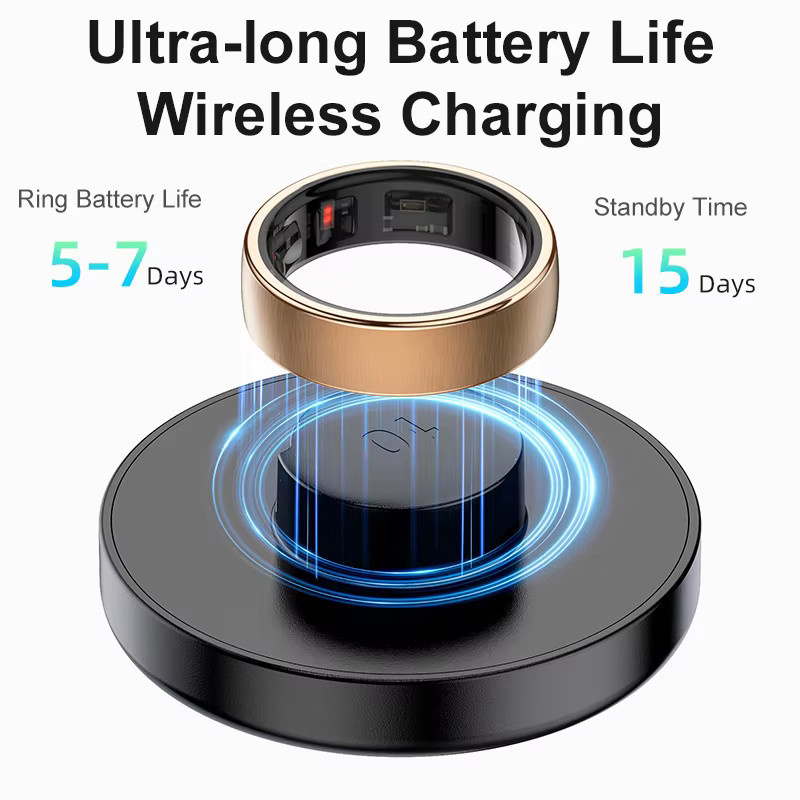 MISIRUN R10 Smart Ring in Schwarz für Damen und Herren mit Gesundheits- und Schlafüberwachung, 5ATM wasserdicht und kabellosem Laden, kompatibel mit Android und iOS - Bild 5