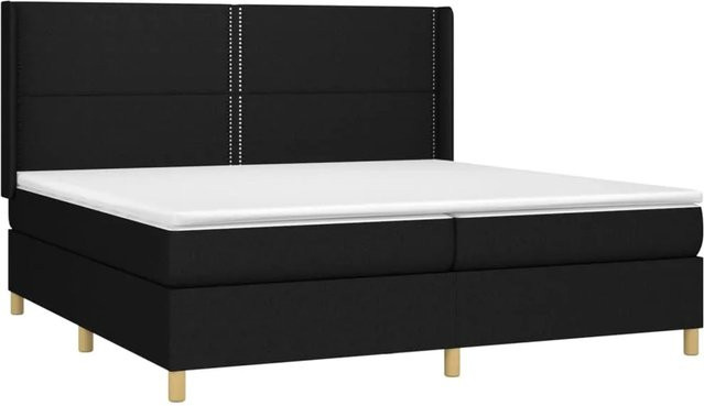 vidaXL Boxspringbett mit Matratze und LED-Beleuchtung in Schwarz, Hybrid-Bett mit USB-Anschluss und Kopfteil, B/T/H: 200 x 200 x 118 cm - Bild 1