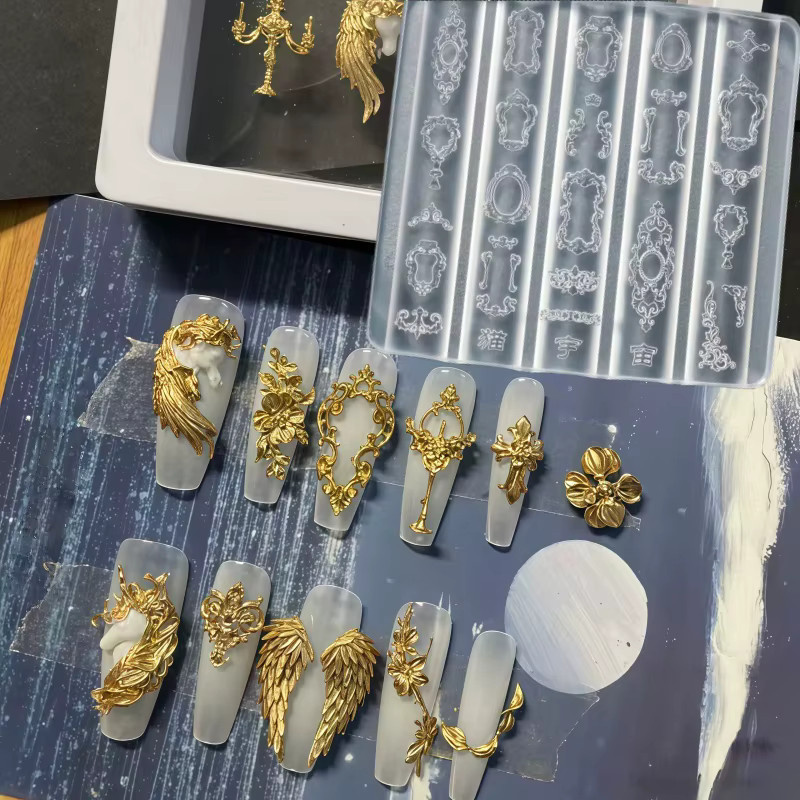 Nagelkunst-Formenset, Vintage-Barock-Stil, Muschelschnitzerei, 3D-Relief - Bild 3