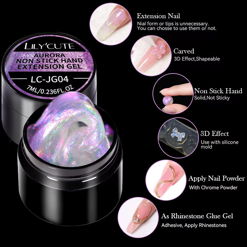 LILYCUTE Auroras Extension Gel Nagellack, 7 ml, Schimmernd - Bild 3