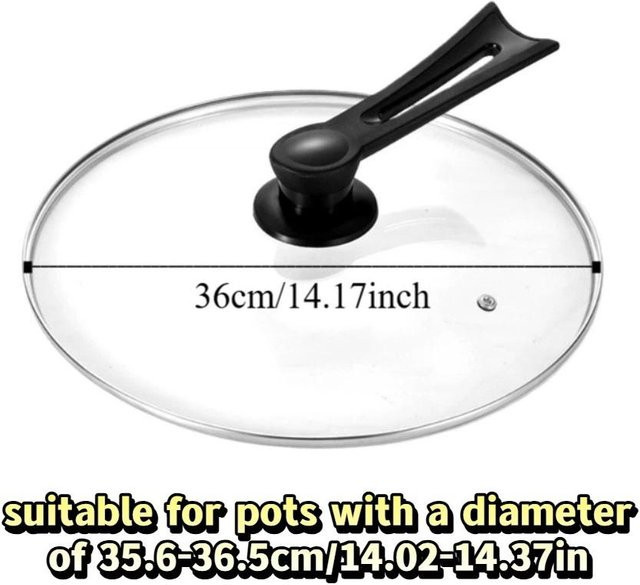 Bush Culture Universeller vertikaler Pfannendeckel aus gehärtetem Glas und Edelstahl, transparent, Durchmesser: 36 cm - Bild 1