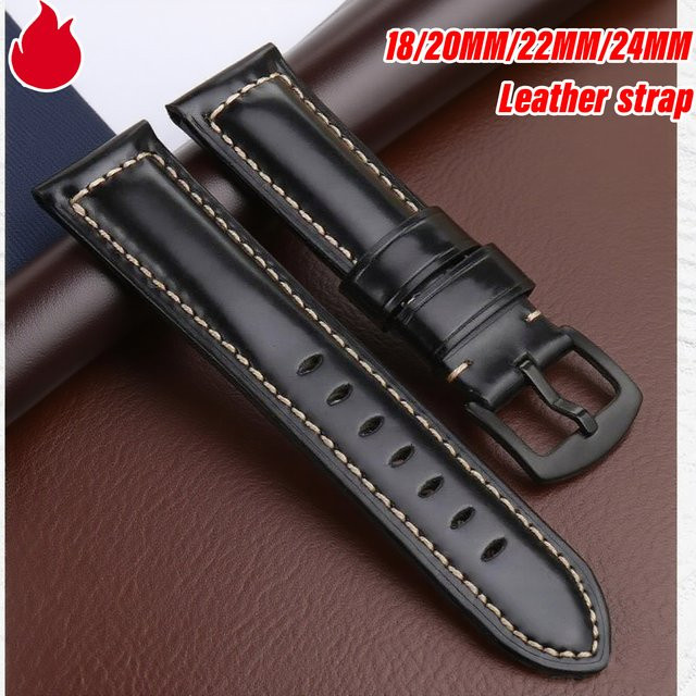Smartwatch-Armband Kalbsleder, Schwarz, Unisex - Bild 1
