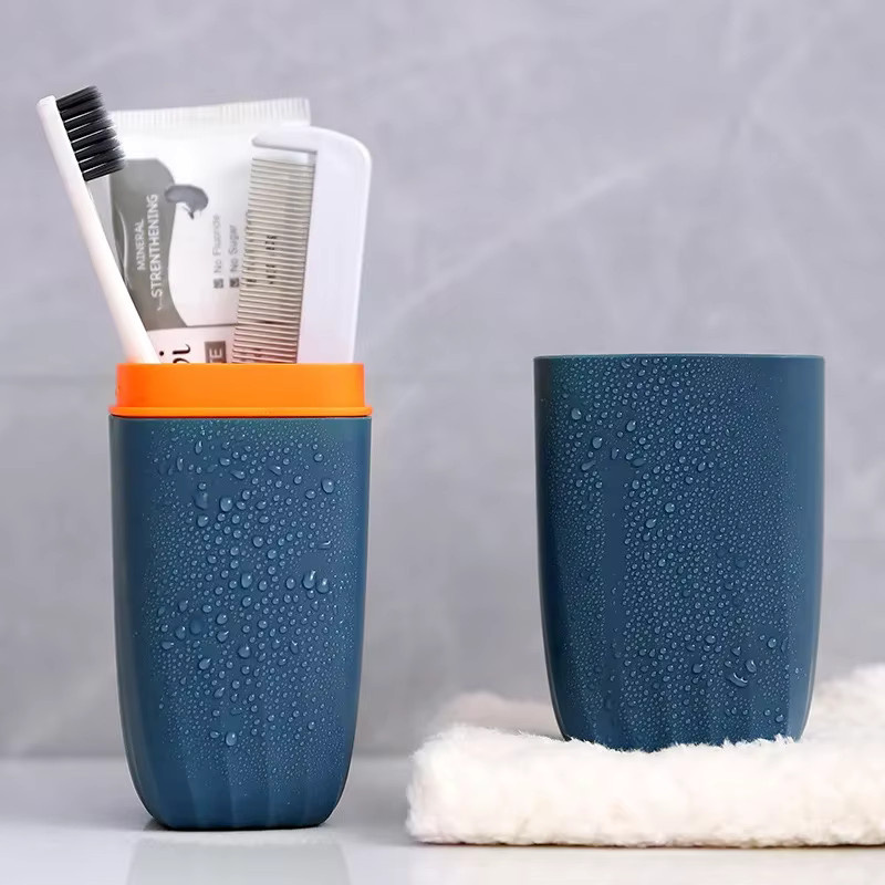 VIE LENTE Reise Zahnbürstenetui mit Zahnpasta-Halter und Becher in Weiß - Bild 3