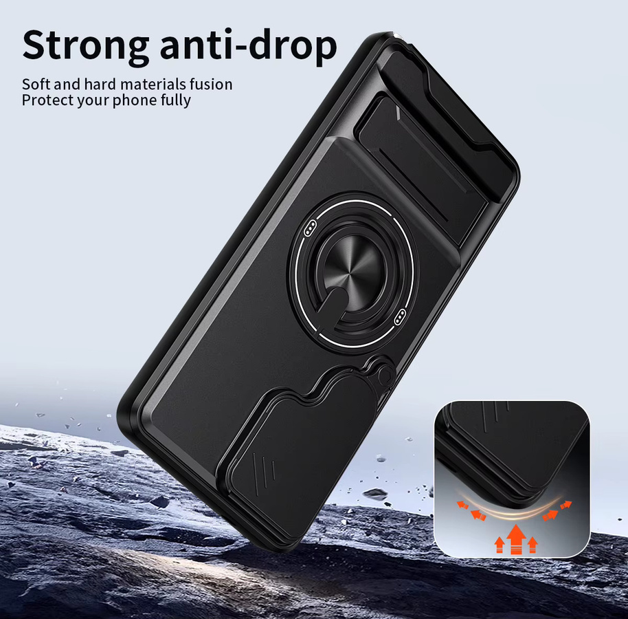 Schutzhülle für Samsung Galaxy S26 Ultra S26 Edge S25 Plus S25 FE S24 S23 S22 Ultra mit drehbarem Kameraschutzring und Ständer in Orange und Schwarz - Bild 3