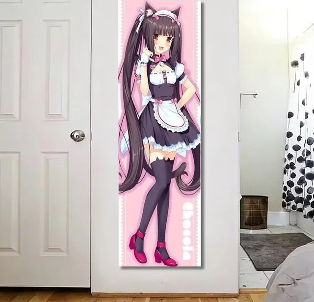 Nekopara Anime Wandteppich Rosa Vertikaler Wandbehang mit Psychedelischem Design für deine Mädchen-Schlafsaal-Dekoration - Bild 1