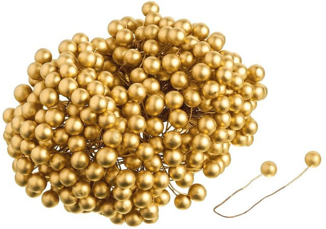 VBS Deko-Beeren am Draht in Gold, 400 Stück, Durchmesser: 10 mm - Bild 1