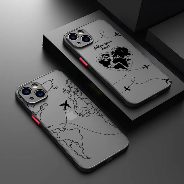 Transparente iPhone Handyhülle mit Flugzeug-Routen-Design für Apple iPhone 16 15 14 13 12 11 Pro Max Plus X XS - Bild 1