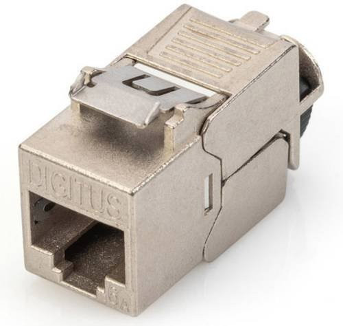 Digitus DN-93619-24 RJ45 Keystone CAT 6a Einbaumodul mit Kabelmanager, 24er Packung, geschirmt, Silber/Gold - Bild 1