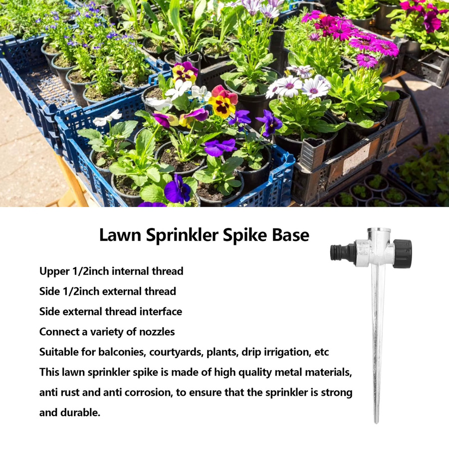 Metall Rasenbewässerungs-Sprinkler für die Bodenbewässerung und Tropfbewässerung, Farbe: Silber, B/T/H: 19,5 x 7 x 3 cm - Bild 2