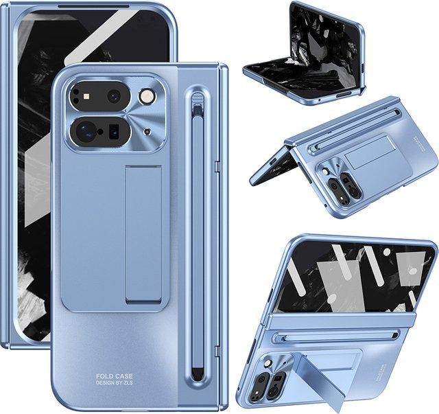 VYOPBC Handyhülle für Google Pixel 10, 9 und 11 Pro Fold mit Scharnierschutz, Stylus-Stift, faltbarem Ständer und Displayschutz in Schwarz - Bild 1