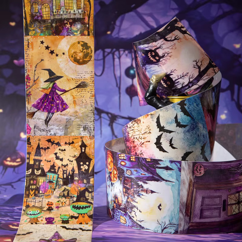 Celtic Town Series Halloween Washi Tape Dekorationsband für Scrapbook und DIY Projekte, Mehrfarbig, 2 m pro Rolle - Bild 2