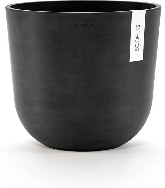 Ecopots Pflanztopf Oslo Dunkelgrau rund aus recyceltem Kunststoff B: 25 cm, H: 21,8 cm - Bild 1