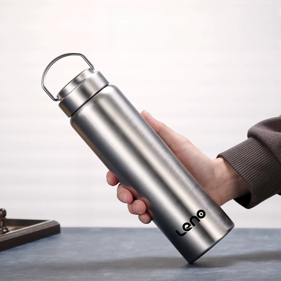 Leno Edelstahl Sport-Wasserflasche aus Metall in Silber, 400 ml - Bild 2