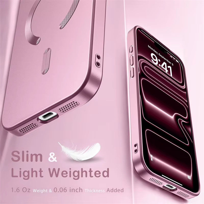 NMEGOU Magnetische TPU Handyhülle mit MagSafe Kompatibilität für iPhone 11 bis iPhone 17 Pro Max Plus in Schwarz und Pink - Bild 3