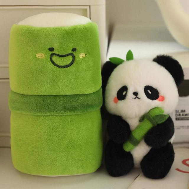 Kidsly Panda Plüschtier, Bambusrohr Panda, 10cm, weiß - Bild 1