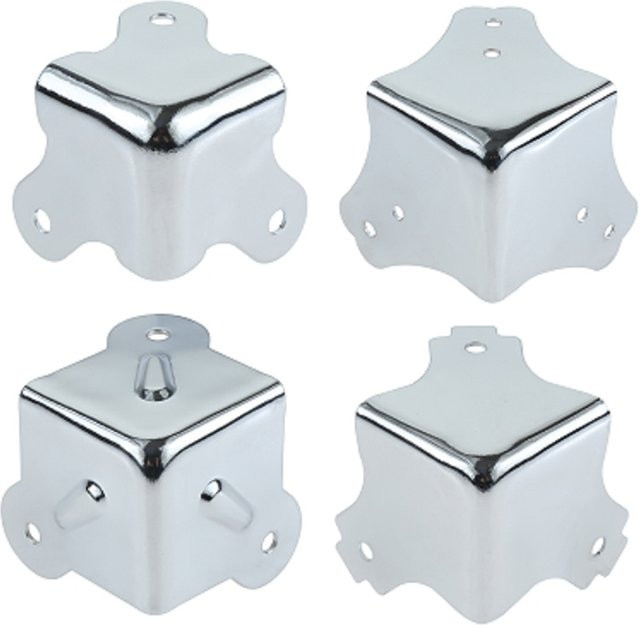 4er-Set DRELD Metall Eckenschutz aus Stahl in Silber für Koffer, Werkzeugkisten und Schmuckboxen - Bild 1