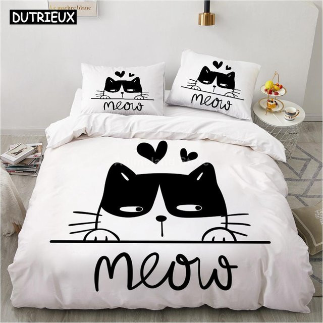 Binchi Bettwäsche Set Katzen Party 3D Design aus Mikrofaser, 3-teilig, Weiß, B/H: 140 x 200 cm - Bild 1