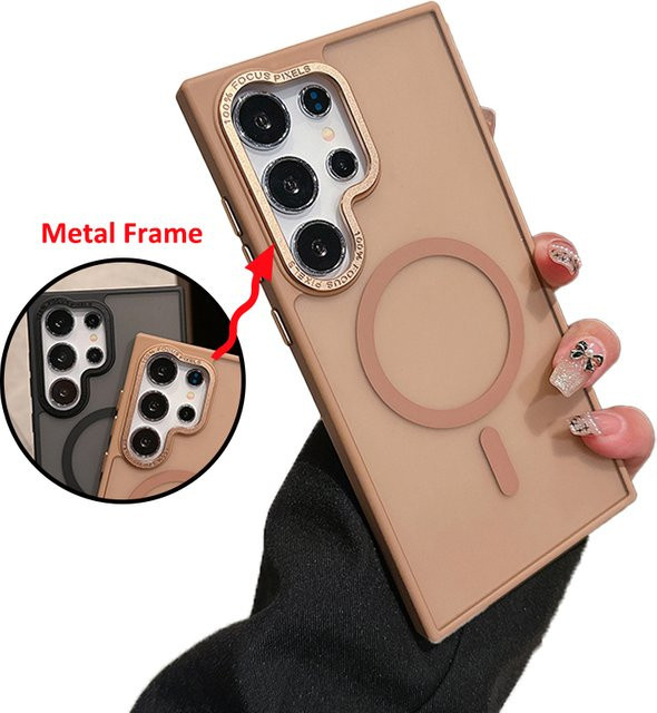 Mattierte MagSafe Magnetische Hülle für Samsung Galaxy S25 S24 S23 Ultra Plus und weitere Modelle in Rot oder Beige - Bild 1