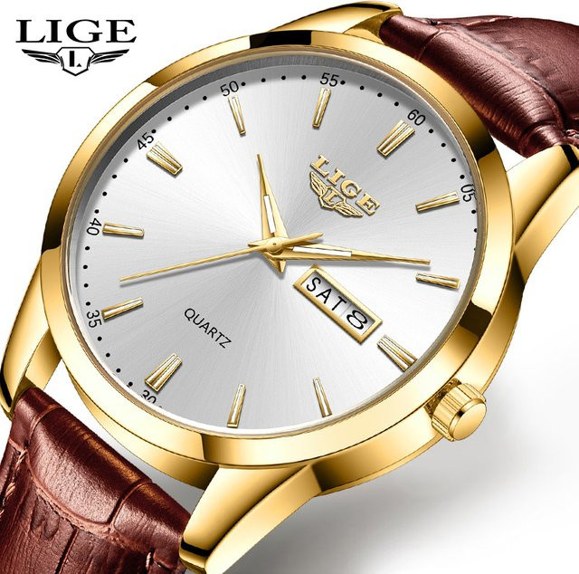 LIGE Armbanduhr, Analoguhr, Gold, Silikon, Herren - Bild 1