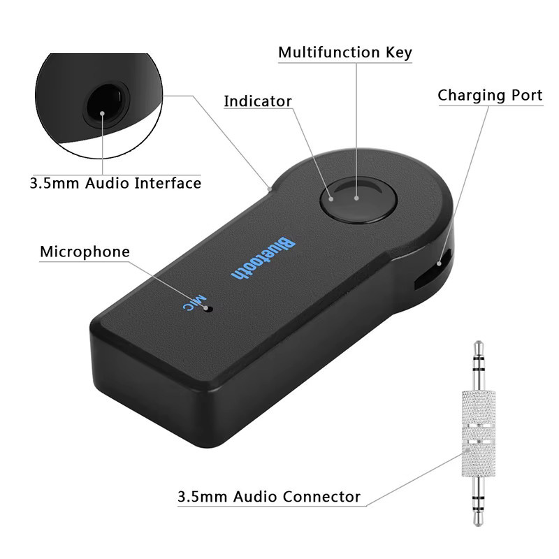 VORILYNEX 2-in-1 Bluetooth 5.0 Adapter als Sender und Empfänger mit 3,5-mm-Klinkenstecker in Schwarz - Bild 2