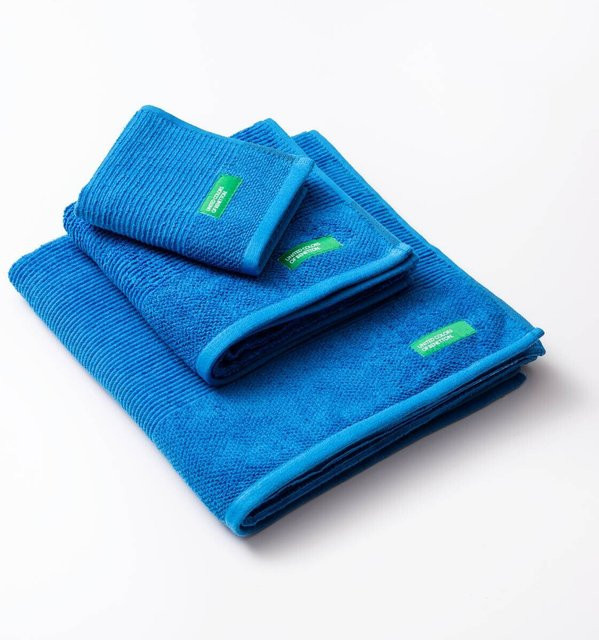 Benetton Frottier-Set RAINBOW aus Baumwolle in Blau mit Handtuch, Duschtuch und Gästehandtuch - Bild 1