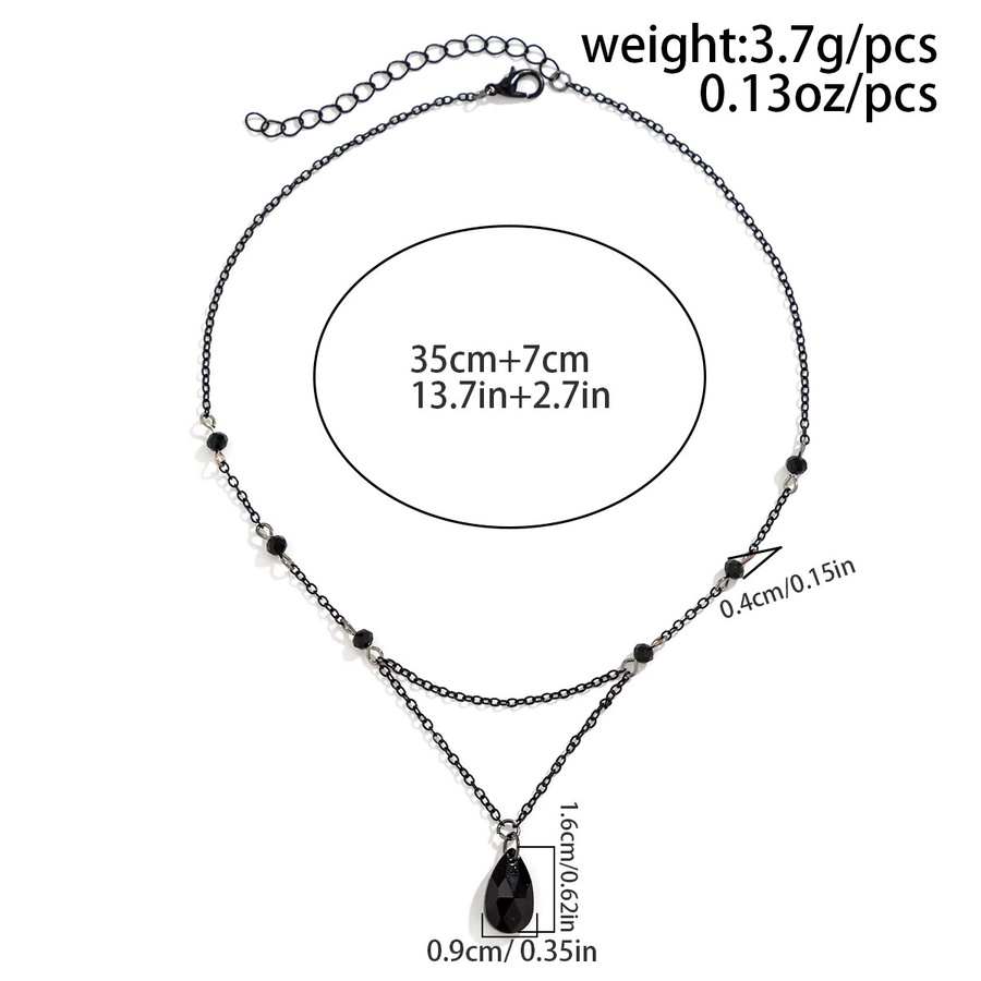 PuRui Halskette, Kristall, Perle, Schwarz, Tropfen Form Anhänger, Damen - Bild 2