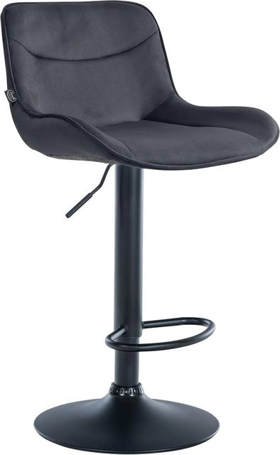 DELUKE Barhocker RAGAD Samt Schwarz, höhenverstellbarer Barstuhl mit Lehne und 360 Grad Drehbarkeit, B/T/H: 49 x 51 x 85 cm - Bild 1