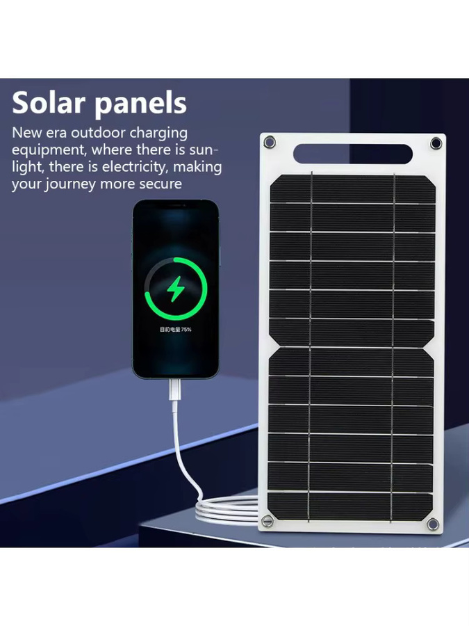 SNQP Solarpanel 10W mit USB Typ-C Anschluss, flexibles und tragbares Minisystem in Schwarz für Camping und Wandern, IP65 wassergeschützt - Bild 7