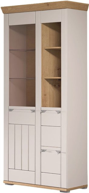 Vitrine HARPER WORCHESTER mit Glastüren und Soft-Close-Funktion, Anthrazit/Braun, B: 96,0 cm, T: 45,0 cm, H: 208,0 cm - Bild 1