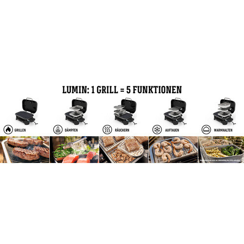 Weber Lumin Compact Elektrogrill mit Stand, 2,2 kW, Schwarz, Grillfläche: Breite: 43 cm, Tiefe: 28 cm - Bild 2