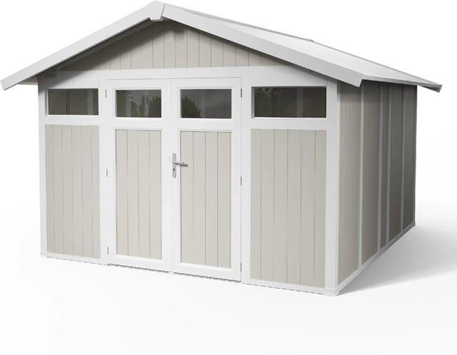 Grosfillex Kunststoff Gartenhaus Utility Gerätehaus in Graugrün mit 11 m2 Stellfläche - Bild 1