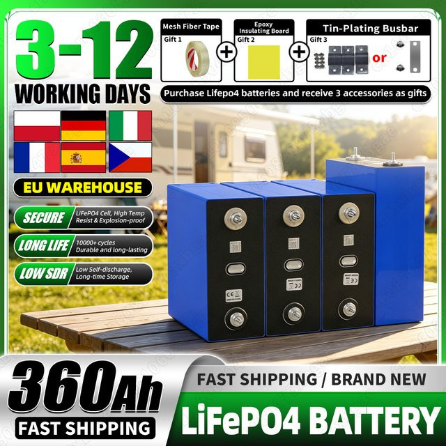 Futuraglow LiFePO4 Batterie Klasse A 3,2V 360Ah Lithium-Eisenphosphat-Akku-Zelle in Blau für DIY 12V 24V 48V Anwendungen in Wohnmobilen, Elektrofahrzeugen, Yachten und Heimenergie-Systemen - Bild 1