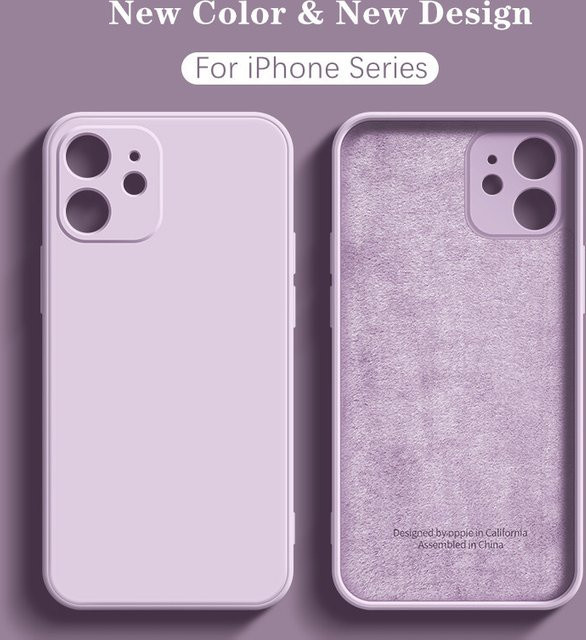 Stoßfeste quadratische Flüssigsilikon-Handyhülle für iPhone 15 14 13 12 11 Pro Max Mini X XR XS 7 8 Plus in Rot und Lila - Bild 1