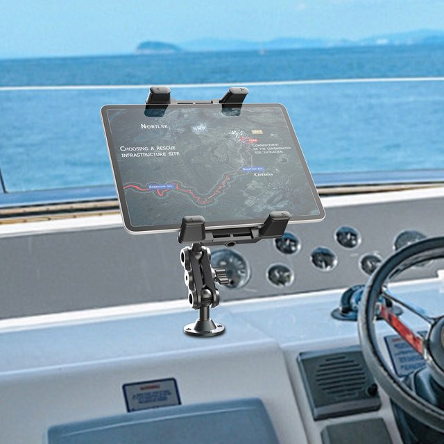 VODOOL Auto-Handyhalterung aus Aluminium mit rutschfester Bohrbasis und 360 Grad drehbarem Arm für Armaturenbrett, Auto, Fahrrad, Boot und LKW - Bild 1