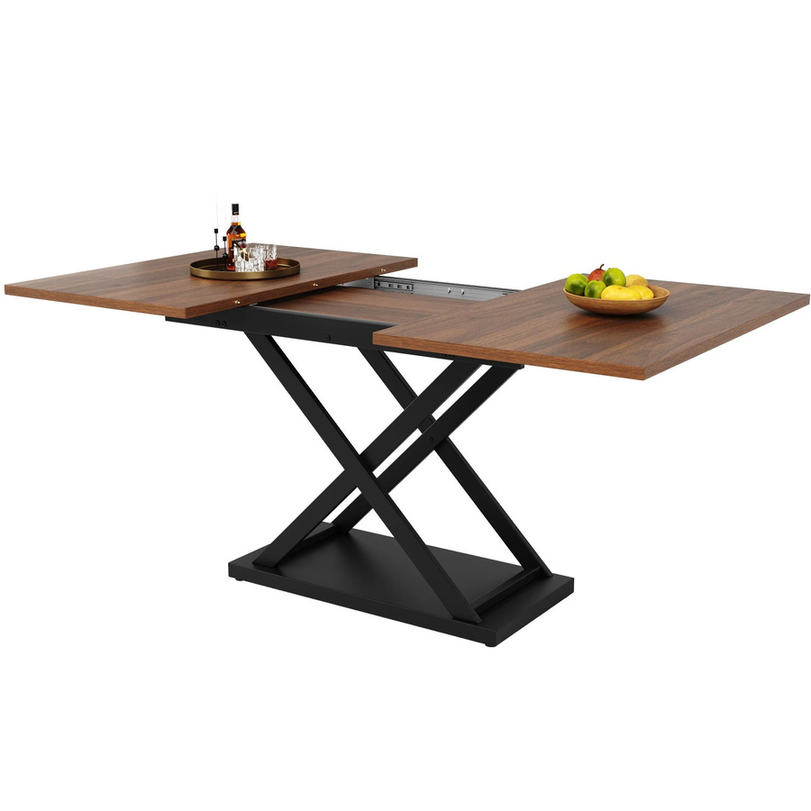 okwish Ausziehbarer Esstisch für Küche und Wohnzimmer in Walnussbraun mit Metallgestell, B/T/H: 160 x 80 x 75 cm - Bild 2