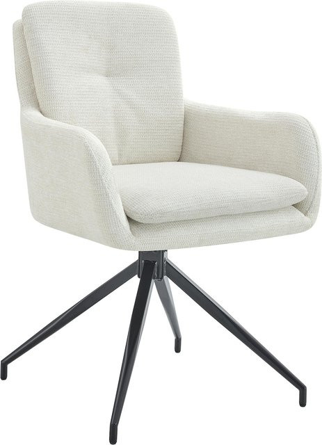 CLP Esszimmerstuhl Pickett drehbar in Beige mit Stoffbezug, schwenkbarer Sessel mit Armlehne und Rückenlehne, belastbar bis 150 kg - Bild 1