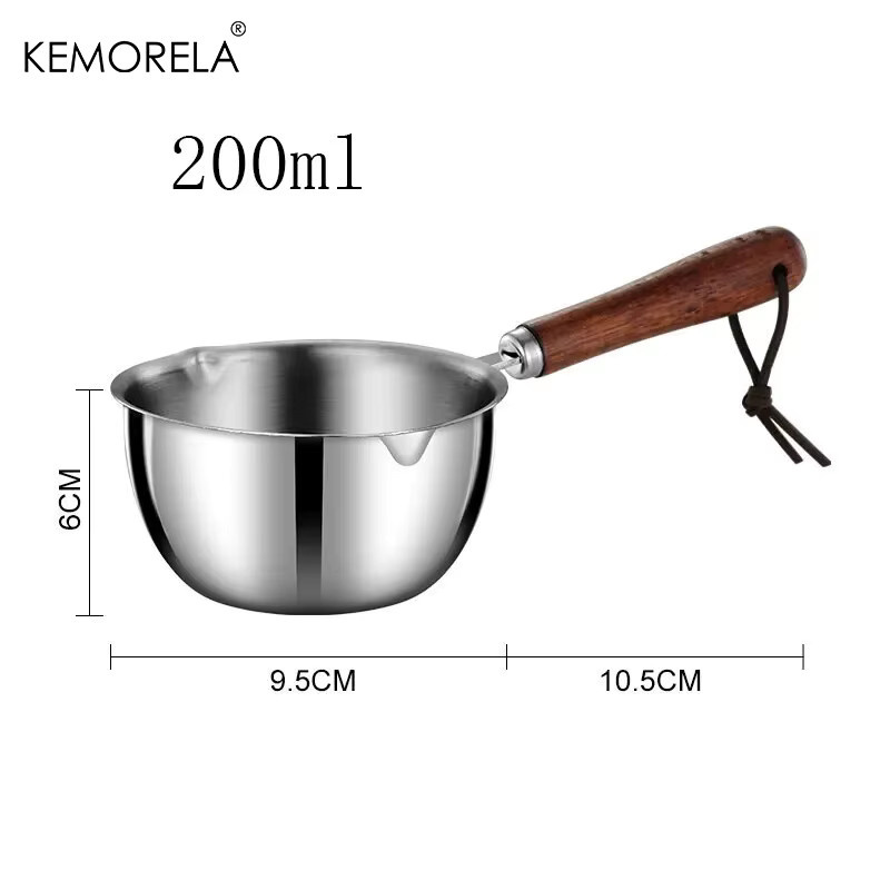 KEMORELA Edelstahl Milchtopf mit Holzgriff in Silber, 200 ml - Bild 5