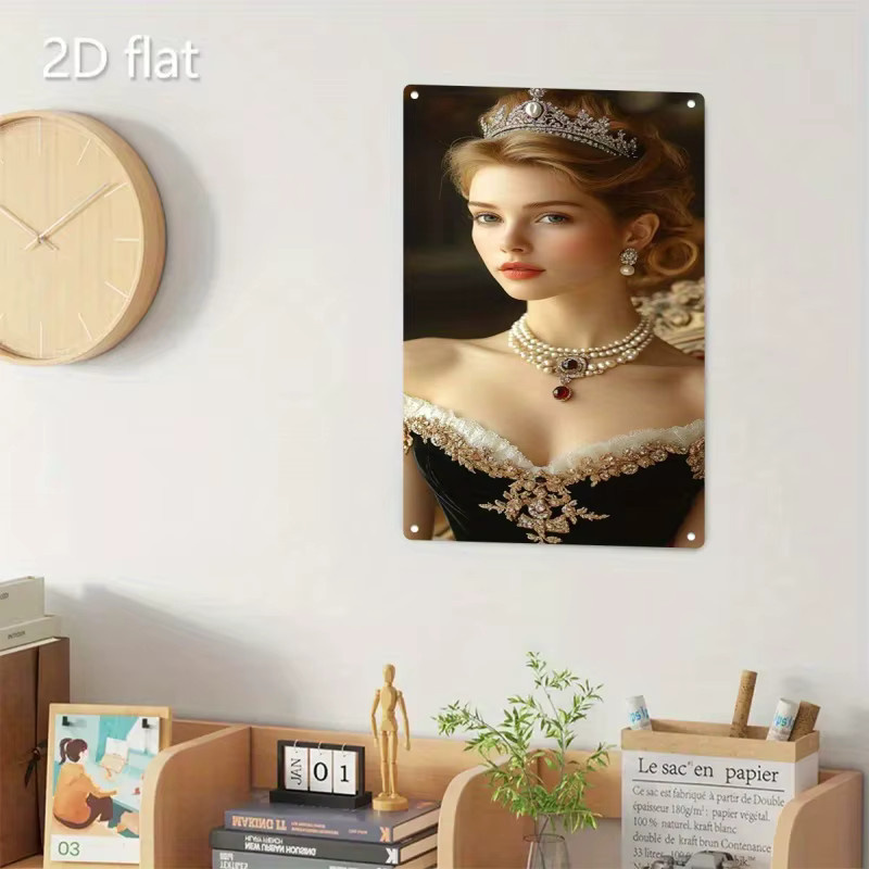 HELLOYOUNG Metall Wandkunst Königin Porträt Krone Vintage Schild, weiß und mehrfarbig, B/H: 30 x 20 cm - Bild 4