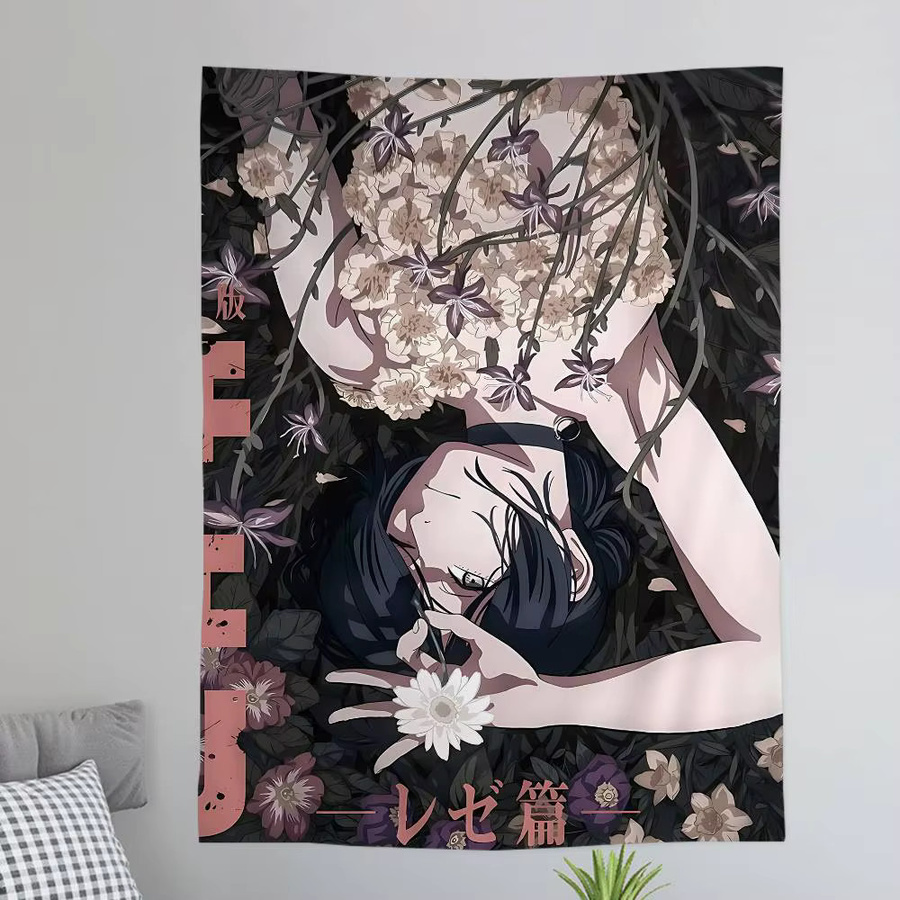 Potdemiel Anime Kettensäge Mann Reze Arc Wandtapisserie als dekorative Wanddekoration für dein Zuhause - Bild 2