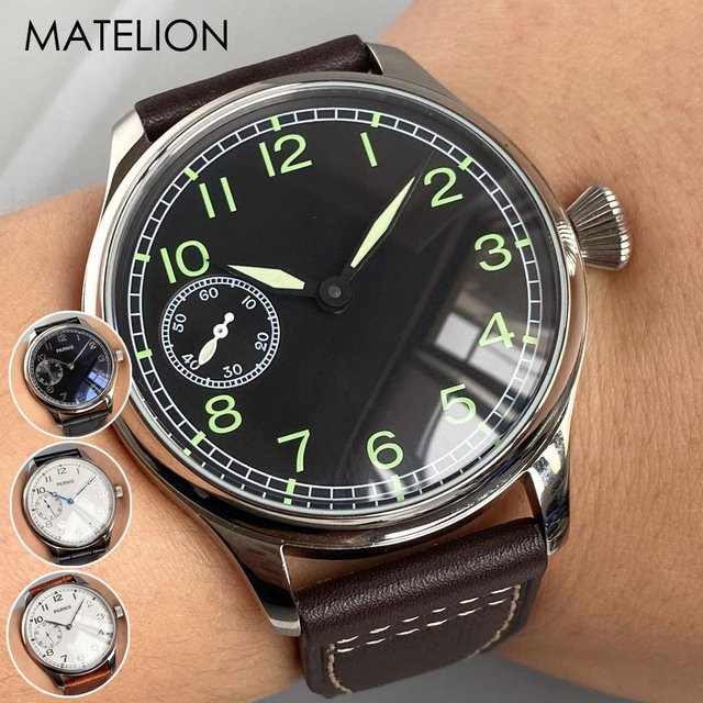 Tandorio Analoguhr, Handaufzug, Edelstahl, Leder, 44 mm, Herren - Bild 1