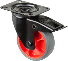 BS Lenkrolle L820.B44.101.03 mit Platte, Ø 100 mm, Tragkraft 110 kg, TPR, Mehrfarbig - Bild 1