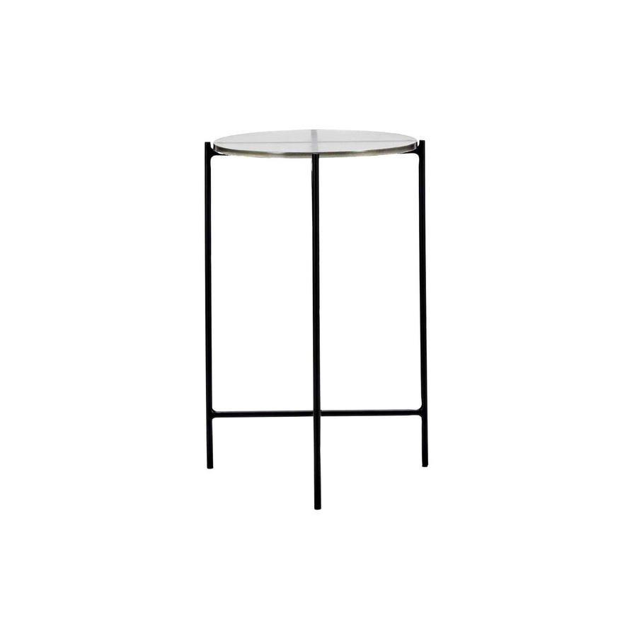 House Doctor Beistelltisch Tamu in Schwarz mit geriffeltem Glas und Metallgestell, Durchmesser: 32 cm - Bild 1