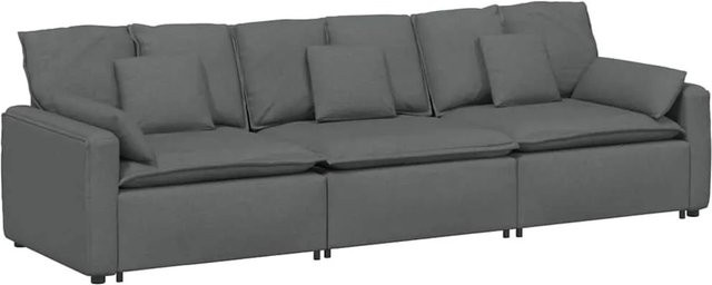 vidaXL Modulares Sofa Dunkelgrau mit Kissen und Metallrahmen für dein Wohnzimmer - Bild 1
