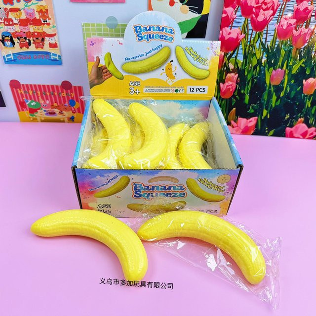 Binchi Fitness Abziehbare Banane Squishy, 12er Set, Gelb - Bild 1
