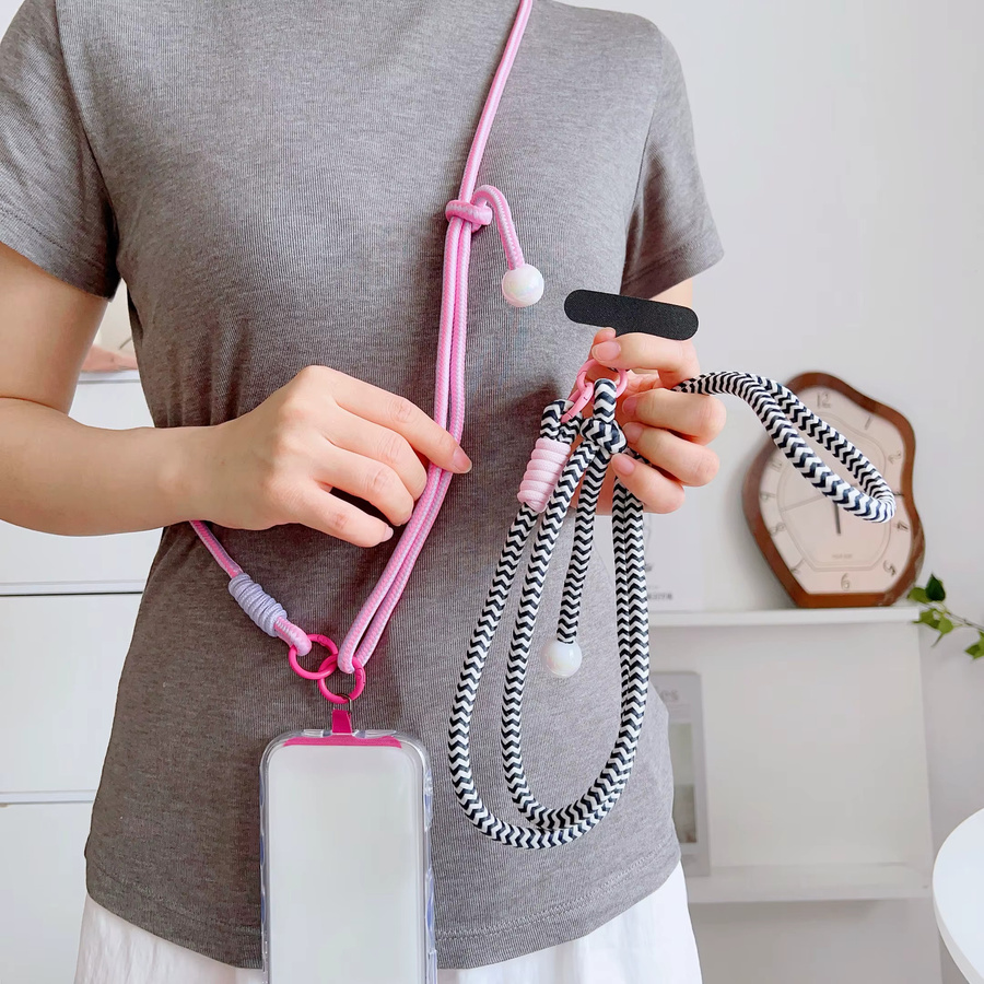 ZHANZHI Handy Lanyard Umhängetasche mit verstellbarem Anti-Verlust-Seil und Handschlaufe in Bunt und Weiß - Bild 1