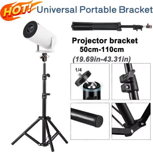 DIXSG Universal Tragbare Stativ Halterung für Magcubic HY300 Pro und HY320mini Projektor, Schwarz, Höhe: 110 cm, Verstellbar 5-50 cm - Bild 1