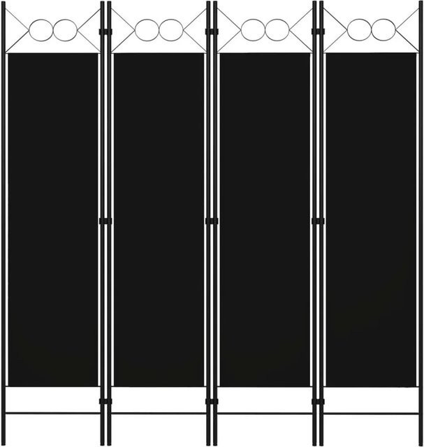 vidaXL Raumteiler 4-teilig Schwarz mit Kreisdesign aus Eisen und Polyester, B: 160 cm, H: 180 cm - Bild 1