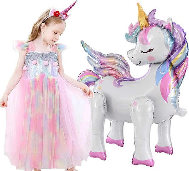 YONGSNOW 4D Regenbogen Einhorn Folienballon in Multicolour für Kindergeburtstage und Partydekoration - Bild 1