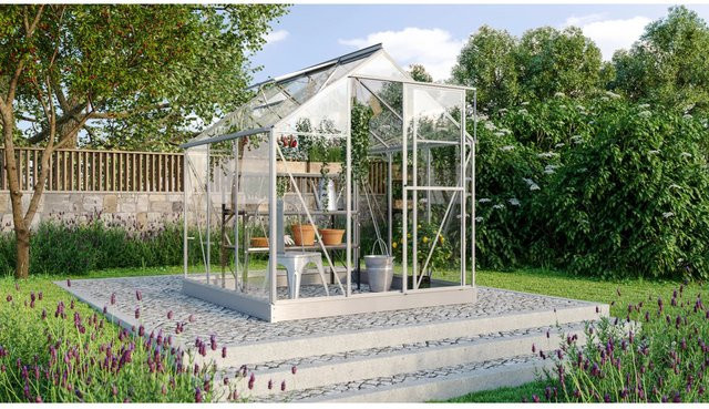 Vitavia Gewächshaus Triton 3800 ESG mit Alu Vorzugsset in Schwarz und Transparent - Bild 1
